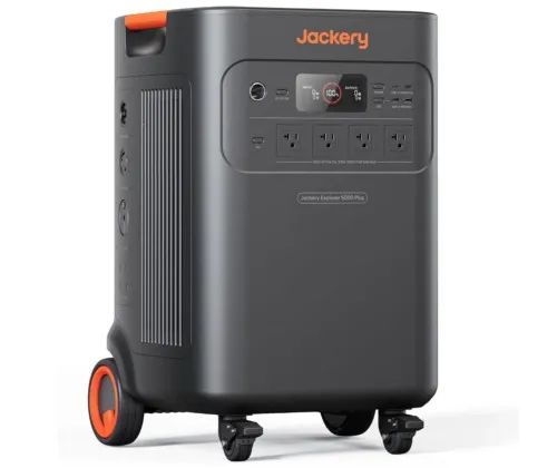 Jackery Solar Generator 5000 Plus Portable Power Station, featuring 5040Wh LiFePO4, with a 7200W 120V/240V AC output. Expanda